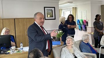 Residents at Ringway Mews care home enjoy visit from MP for Wythenshawe and Sale East